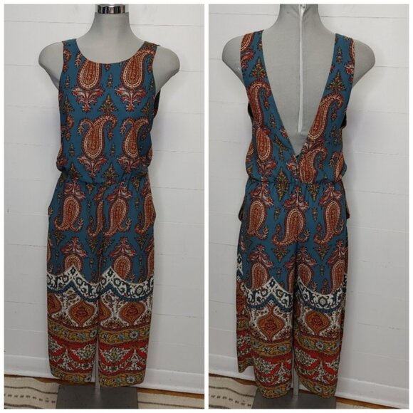 Zara paisley low back boho jumpsuit size XS - Picture 2 of 12